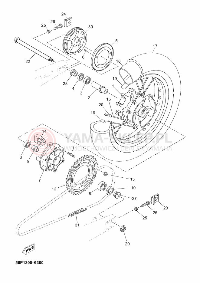 Schemat "Koło tył" do Yamaha XT660Z ABS