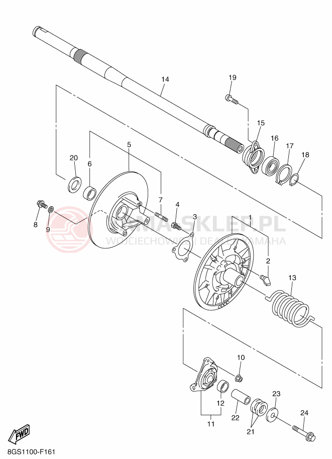 Schemat "Przeniesienie napędu" do Yamaha VK PROFESSIONAL II EPS