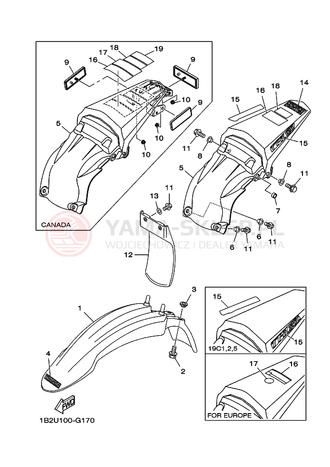Schemat "błotnik" do Yamaha TT-R125LW