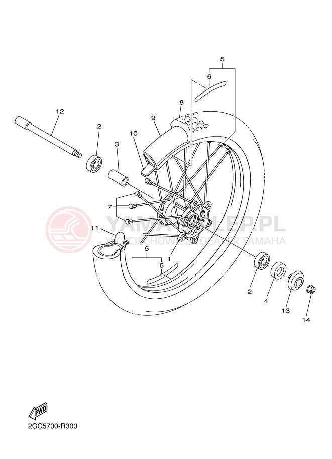 Schemat "Koło przód" do Yamaha WR450F