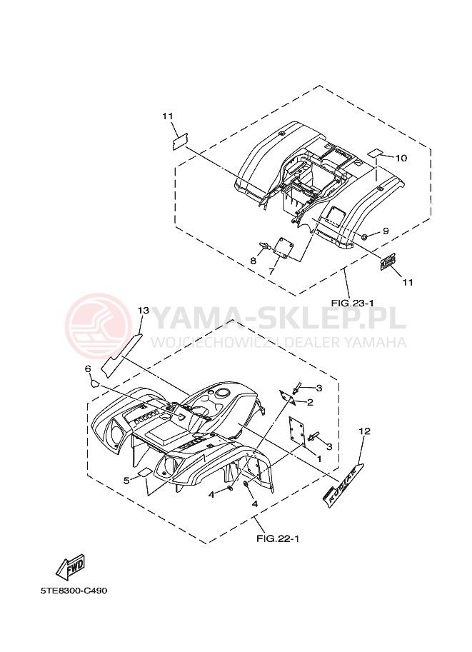 Schemat "naklejki" do Yamaha KODIAK 4WD