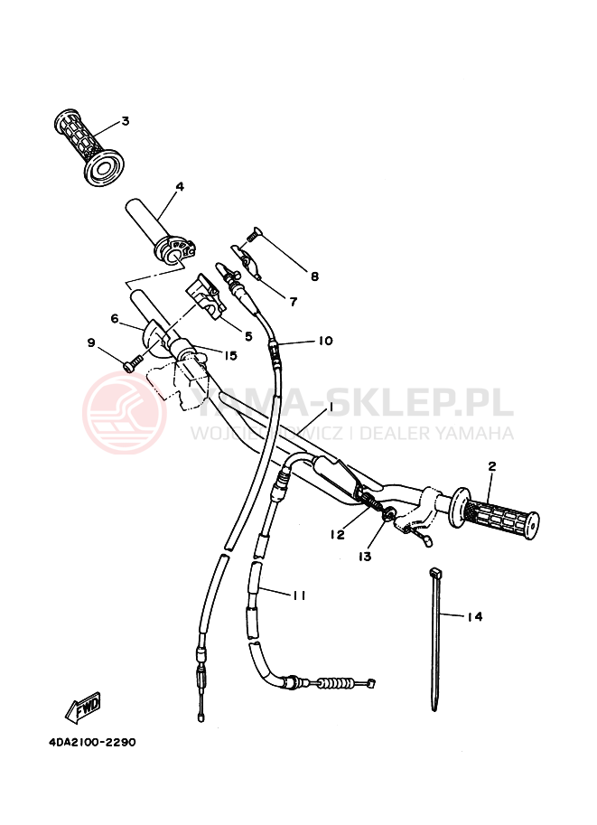 Schemat "Kierownica i osprzęt" do Yamaha YZ250