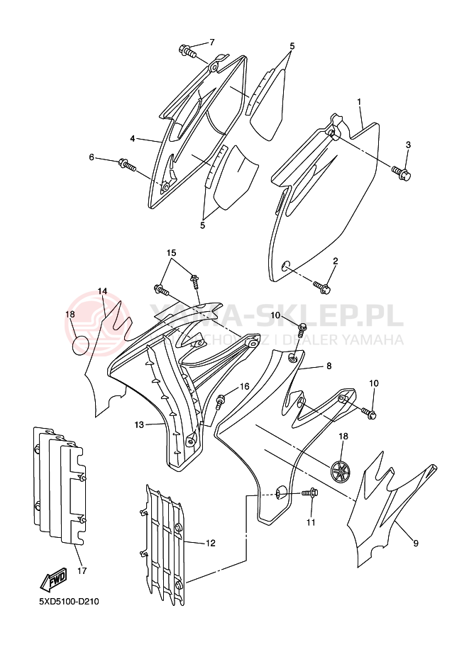 Schemat "Pokrywa boczna" do Yamaha YZ250F
