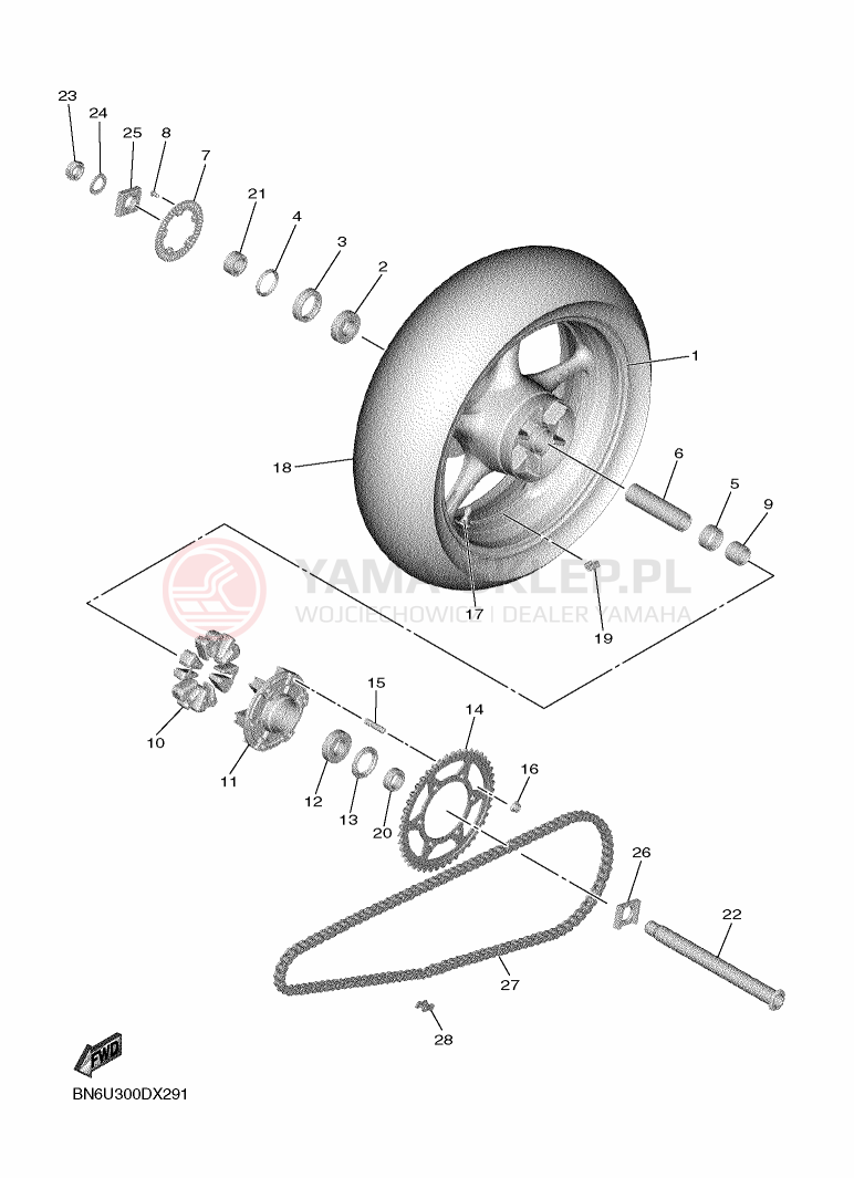 Schemat "Koło tył" do Yamaha YZF-R6