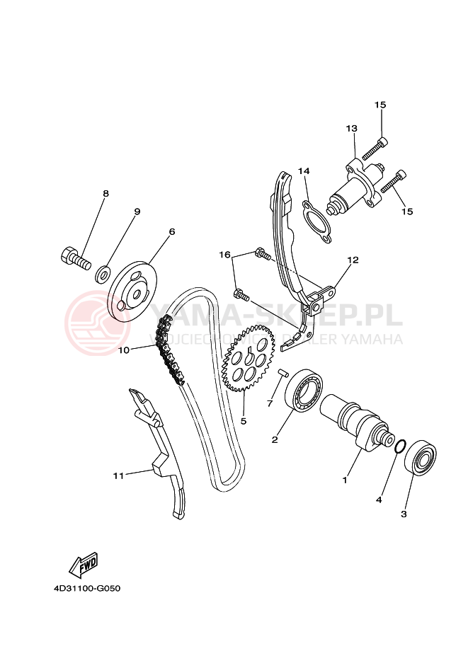 Schemat "Rozrząd - łańcuszek" do Yamaha YFM250R
