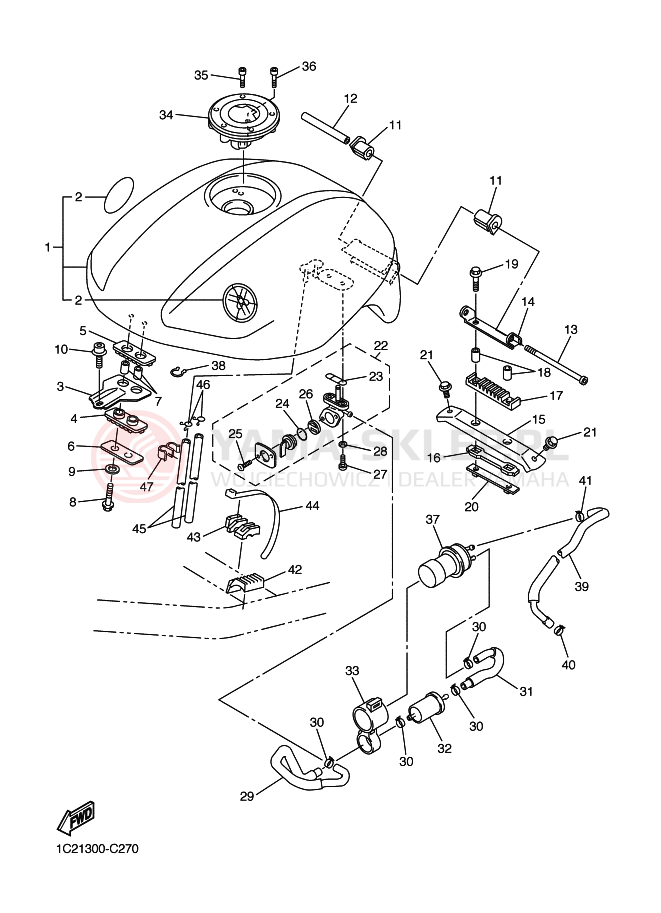 Schemat "zbiornik paliwa" do Yamaha FZS1000S FAZER