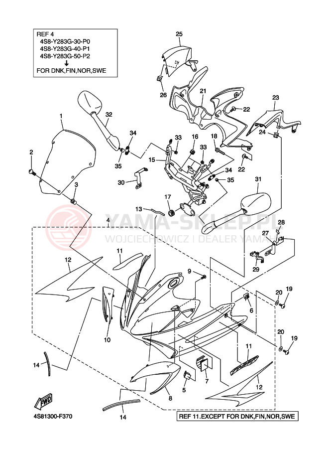 Schemat "elementy nadwozia" do Yamaha FZ6-SHG FAZER