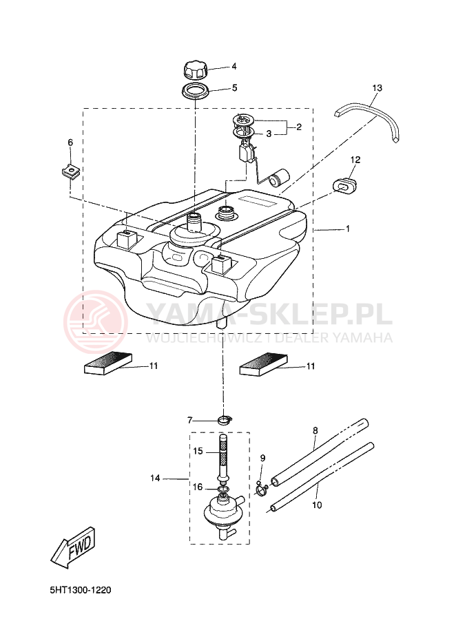 Schemat "zbiornik paliwa" do Yamaha THUNDER