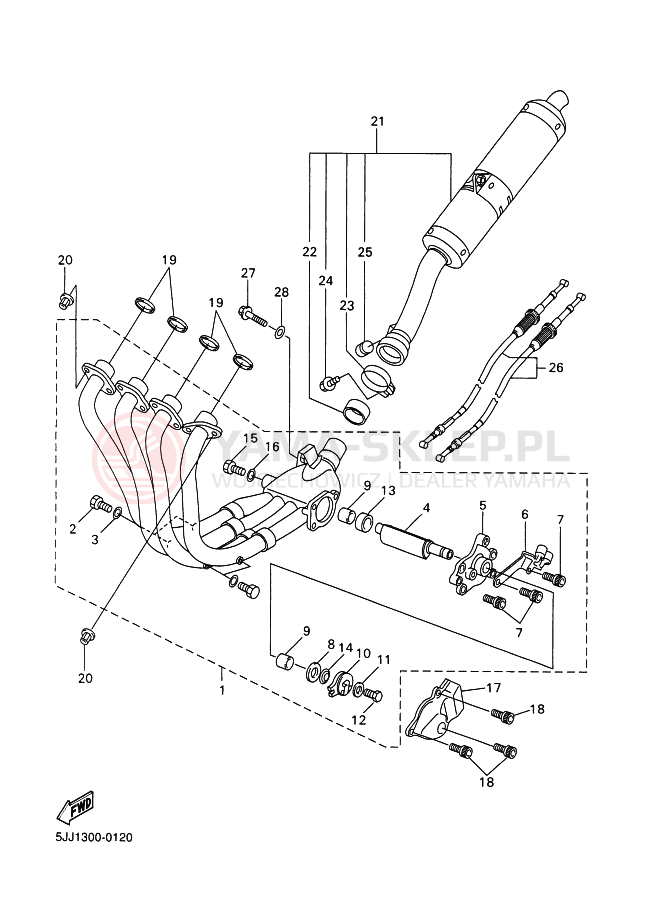 Schemat "Wydech końcowy" do Yamaha YZF-R1 R1