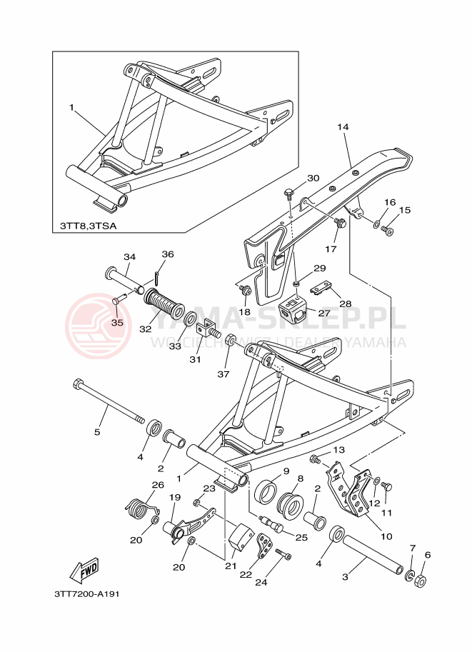 Schemat "wahacz" do Yamaha DT125
