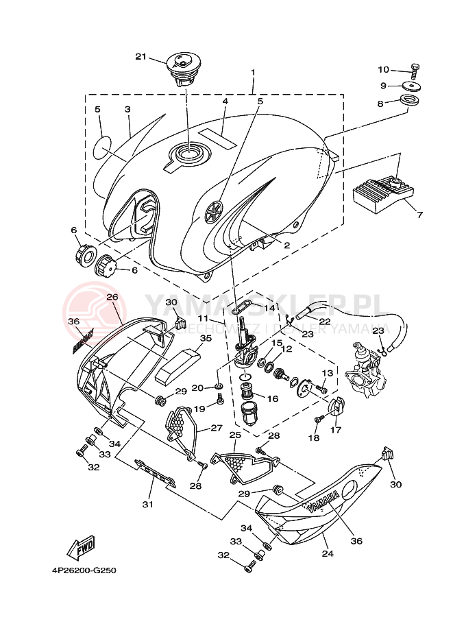 Schemat "zbiornik paliwa" do Yamaha YBR125E