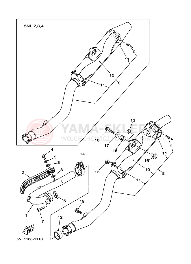 Schemat "Wydech końcowy" do Yamaha YZ250F