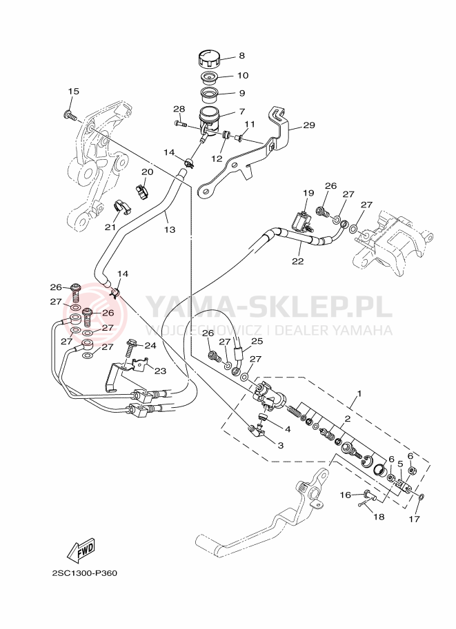 Schemat "Pompa hamulcowa tył" do Yamaha TRACER 900