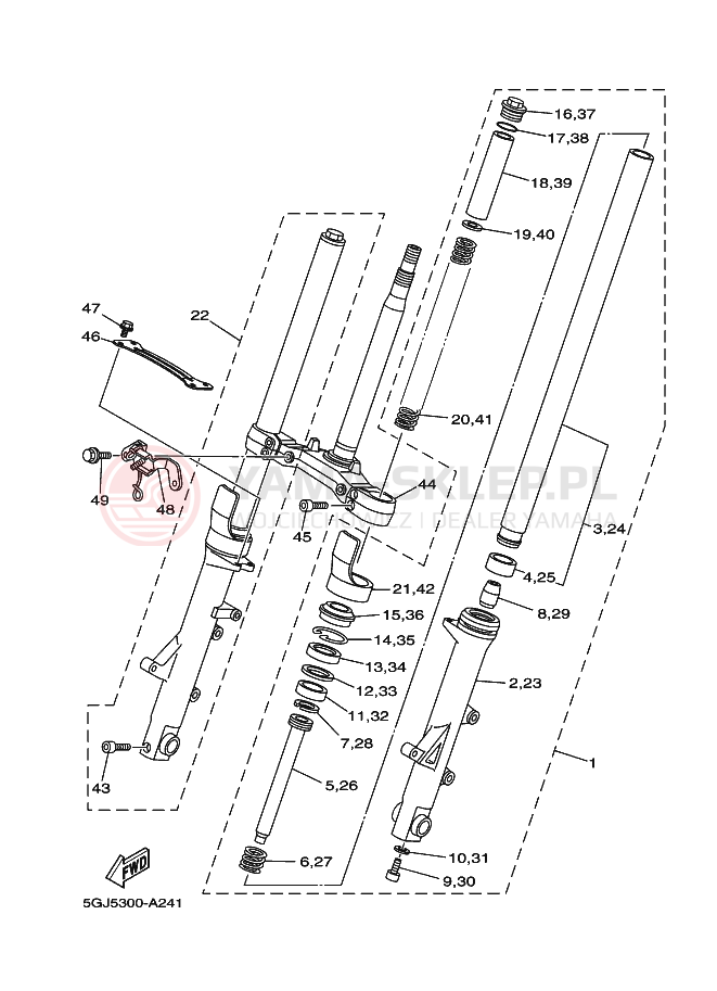 Schemat "Amortyzatory przód" do Yamaha TMAX