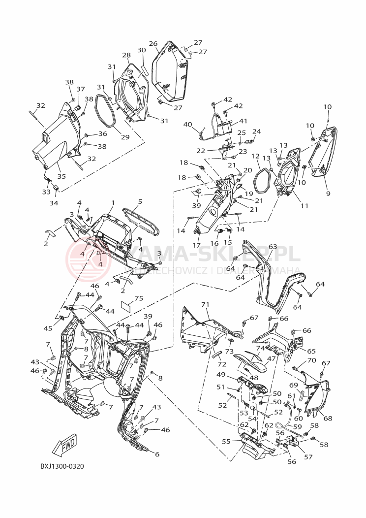 Schemat "OSŁONA NÓG" do Yamaha XMAX 300