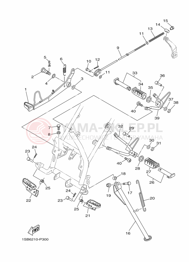 Schemat "Stopka postojowa i podnóżki" do Yamaha XTZ125E