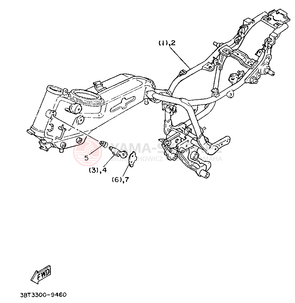 Schemat "Zawieszenie przód" do Yamaha XV535 VIRAGO