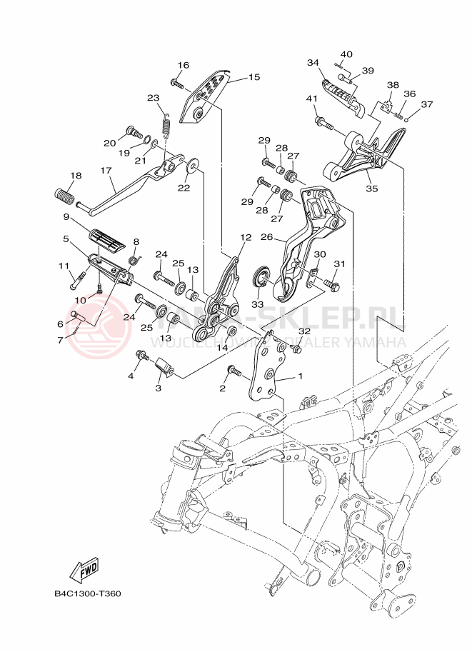 Schemat "Stopka postojowa i podnóżki" do Yamaha MT-07 ABS