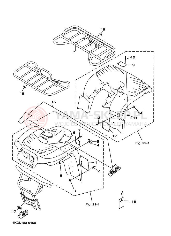 Schemat "naklejki" do Yamaha YFB250FW