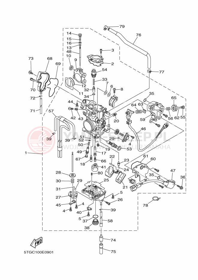Schemat "Gaźnik" do Yamaha YFZ450V