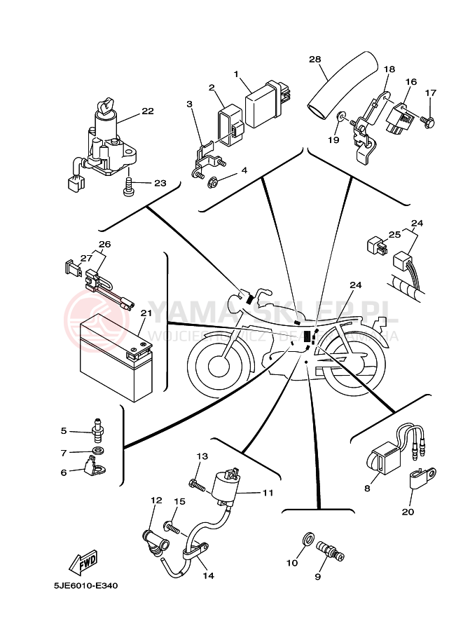 Schemat "układ elektryczny" do Yamaha YB-1 YB1-4