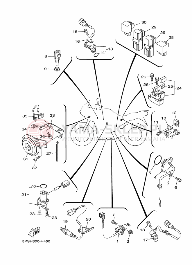 Schemat "układ elektryczny" do Yamaha TDM900