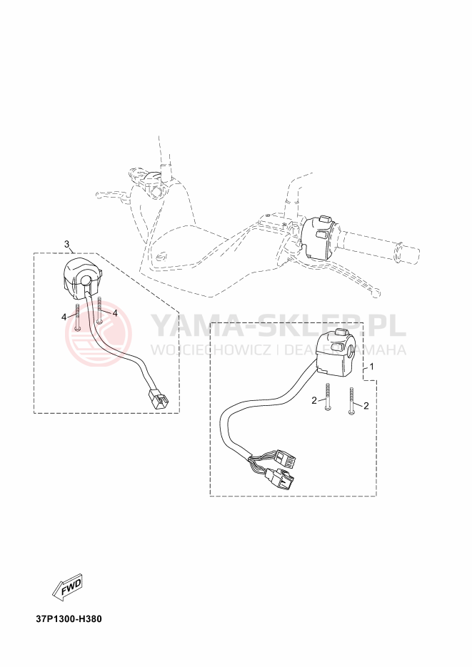 Schemat "Kierownica i osprzęt" do Yamaha X-MAX 250
