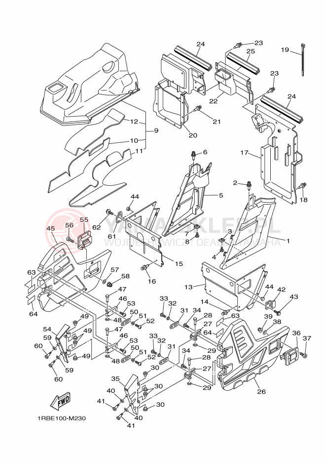 Schemat "Pokrywa boczna" do Yamaha YXR700F