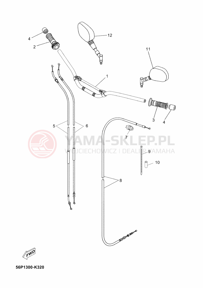 Schemat "Kierownica i osprzęt" do Yamaha XT660Z ABS