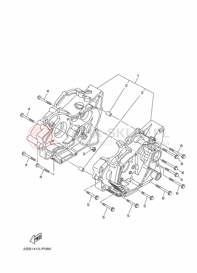 Schemat "Obudowa silnika" do Yamaha YS125