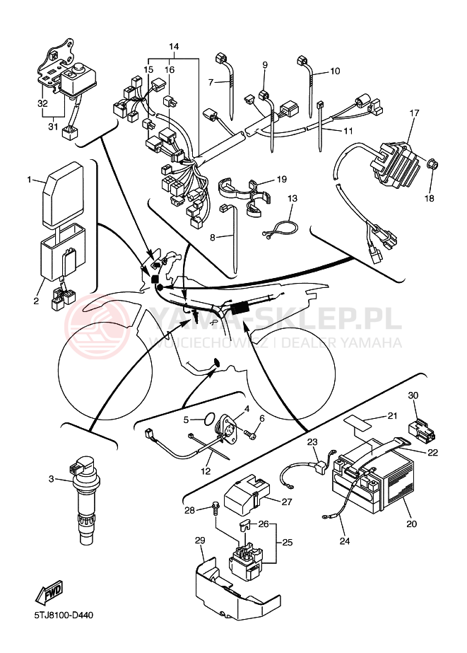 Schemat "układ elektryczny" do Yamaha WR450F