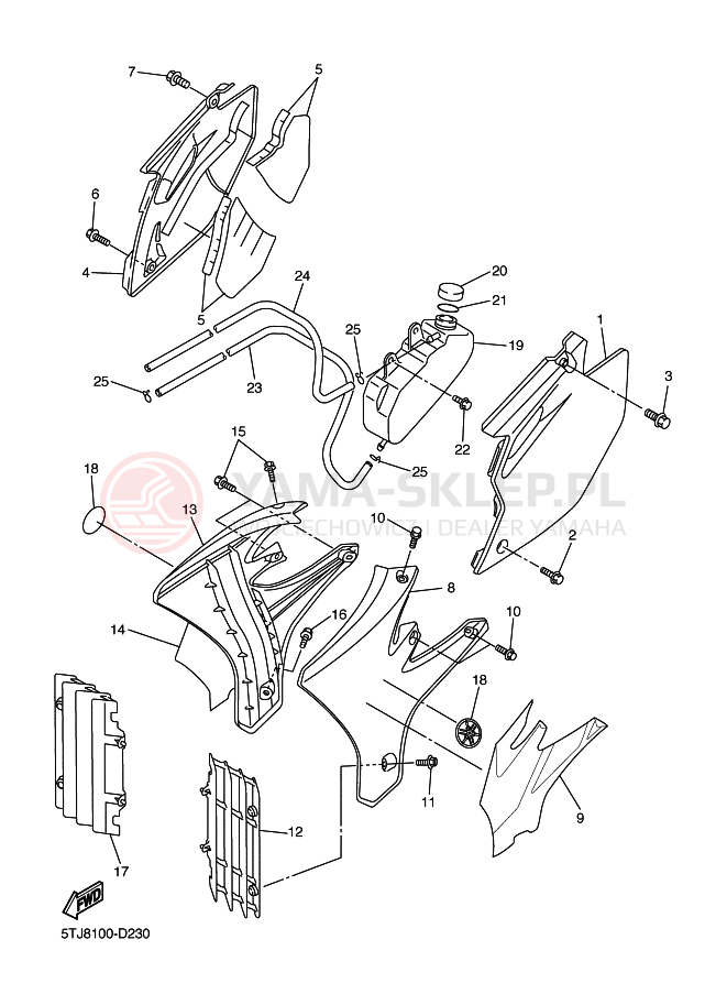 Schemat "Pokrywa boczna" do Yamaha WR250F