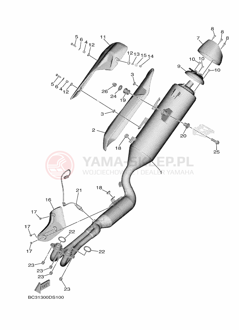 Schemat "Wydech końcowy" do Yamaha TMAX SX ABS