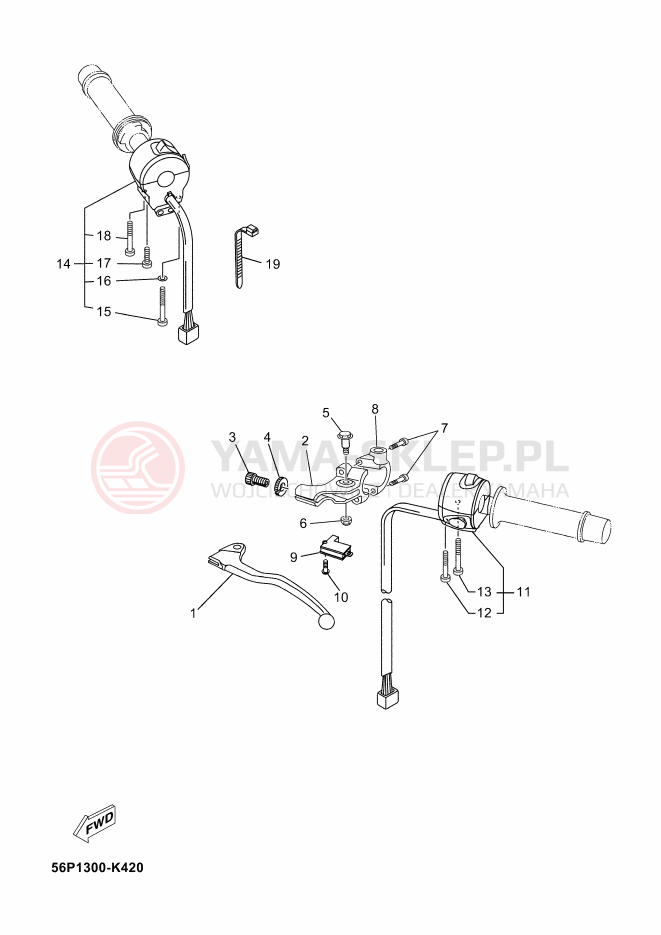 Schemat "Kierownica i osprzęt" do Yamaha XT660Z ABS