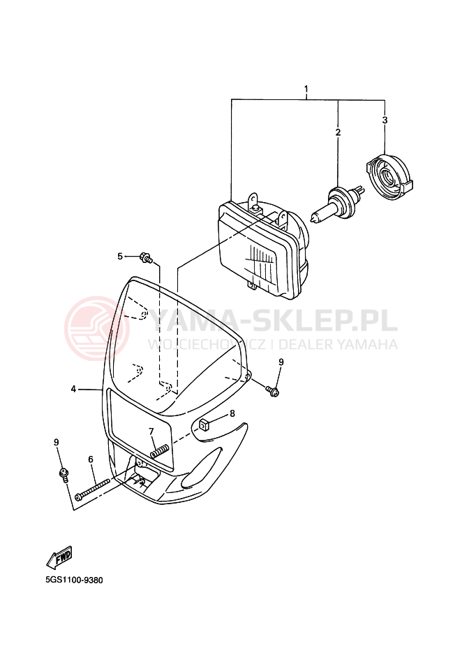 Schemat "Lampa przód" do Yamaha WR400F
