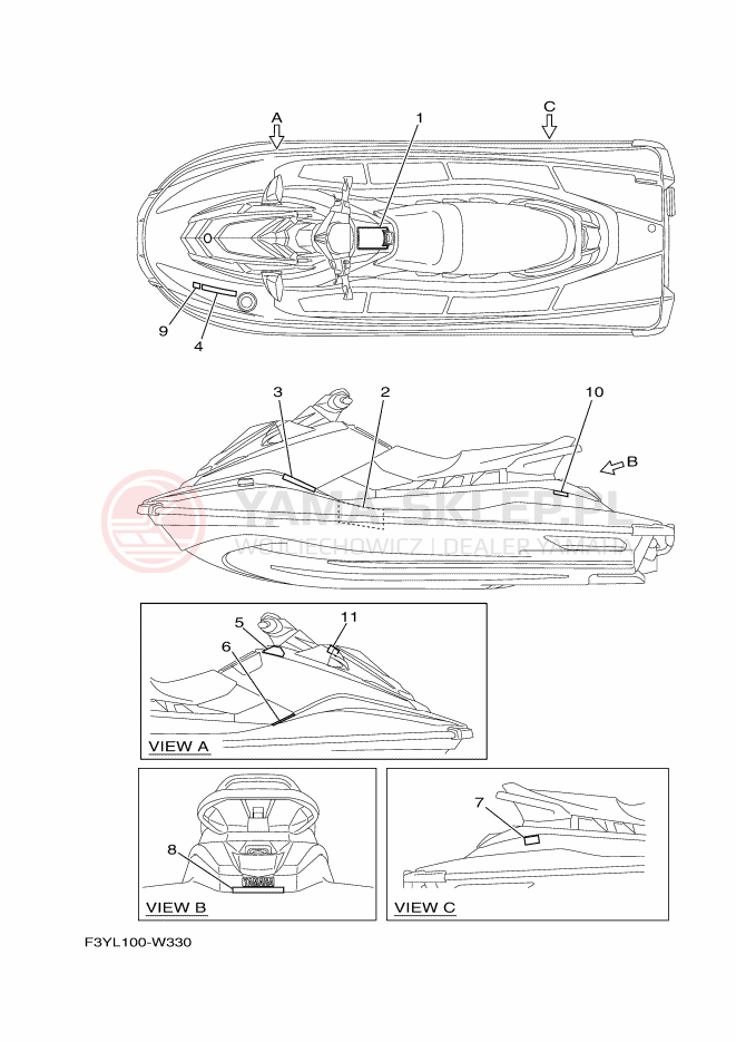 Schemat "naklejki" do Yamaha EX1050B-X