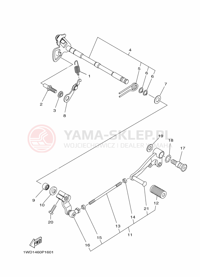 Schemat "Dźwignia zmiany biegów, wałek" do Yamaha YZF-R3