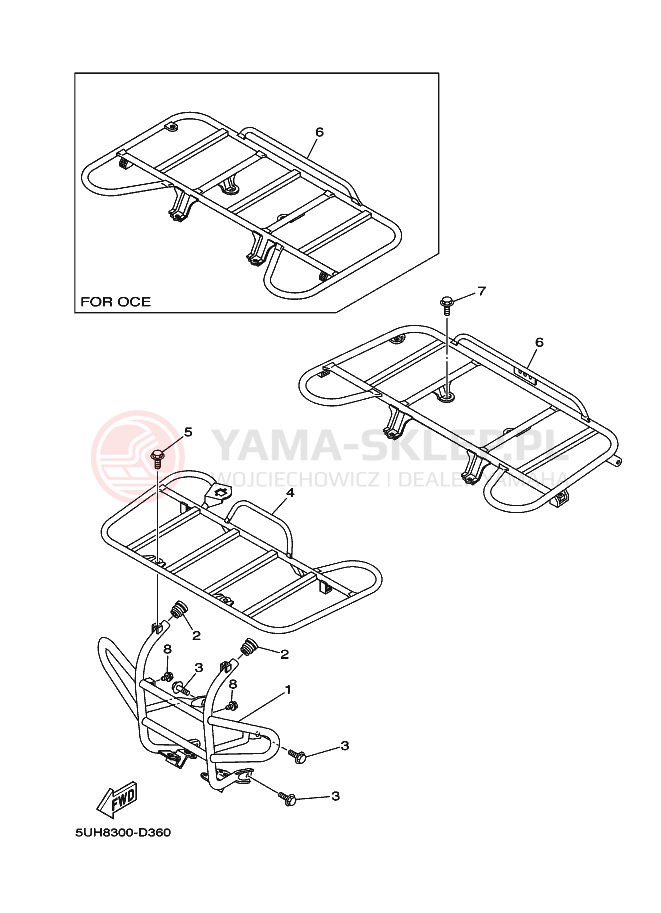 Schemat "RAMIĘ STERUJĄCE" do Yamaha BRUIN 2WD