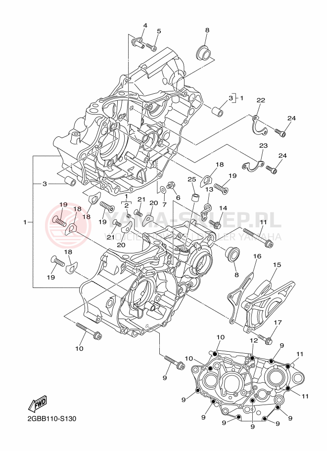 Schemat "Obudowa silnika" do Yamaha WR250F