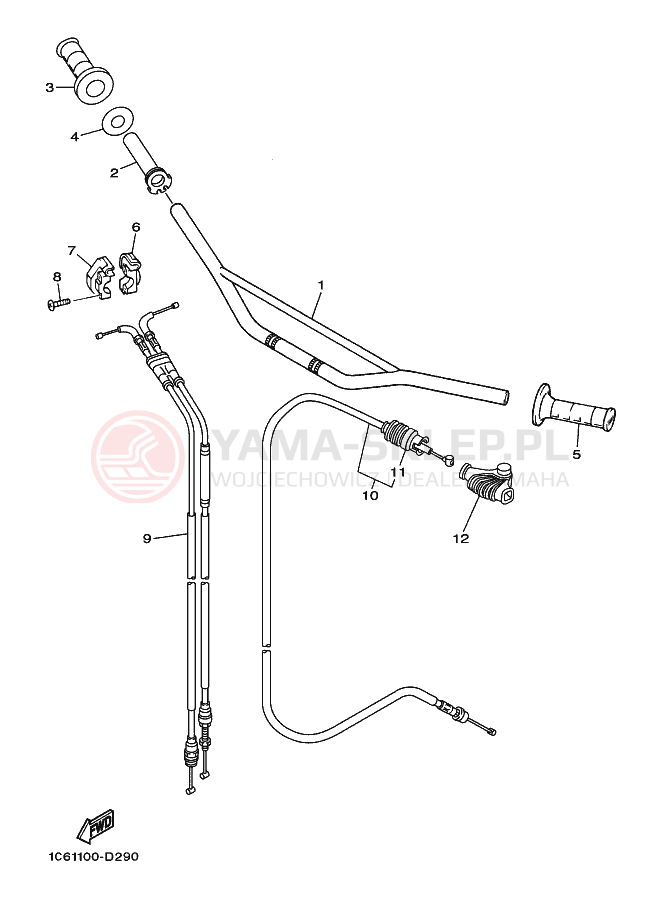 Schemat "Kierownica i osprzęt" do Yamaha TT-R230 TTR230V
