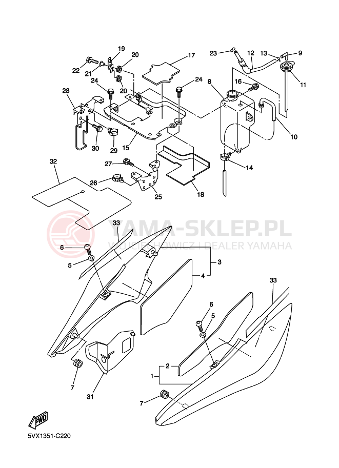 Schemat "Pokrywa boczna" do Yamaha FZ6-S