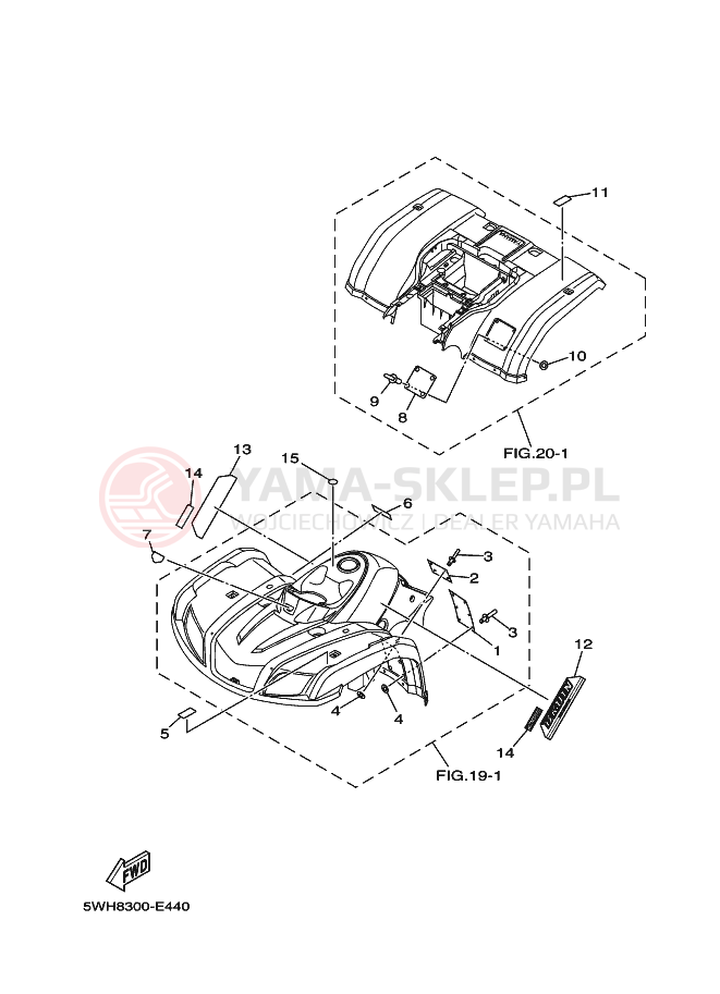 Schemat "naklejki" do Yamaha BRUIN 2WD