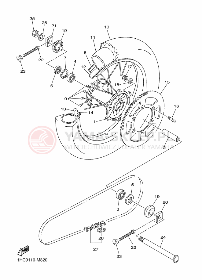 Schemat "Koło tył" do Yamaha WR250F
