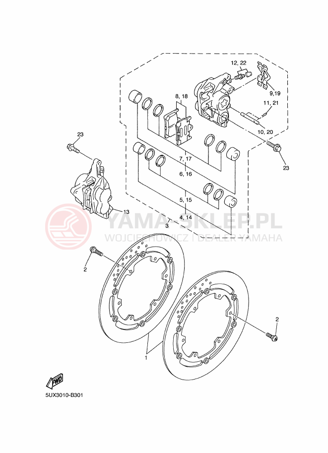 Schemat "Koło przód" do Yamaha XJR 1300