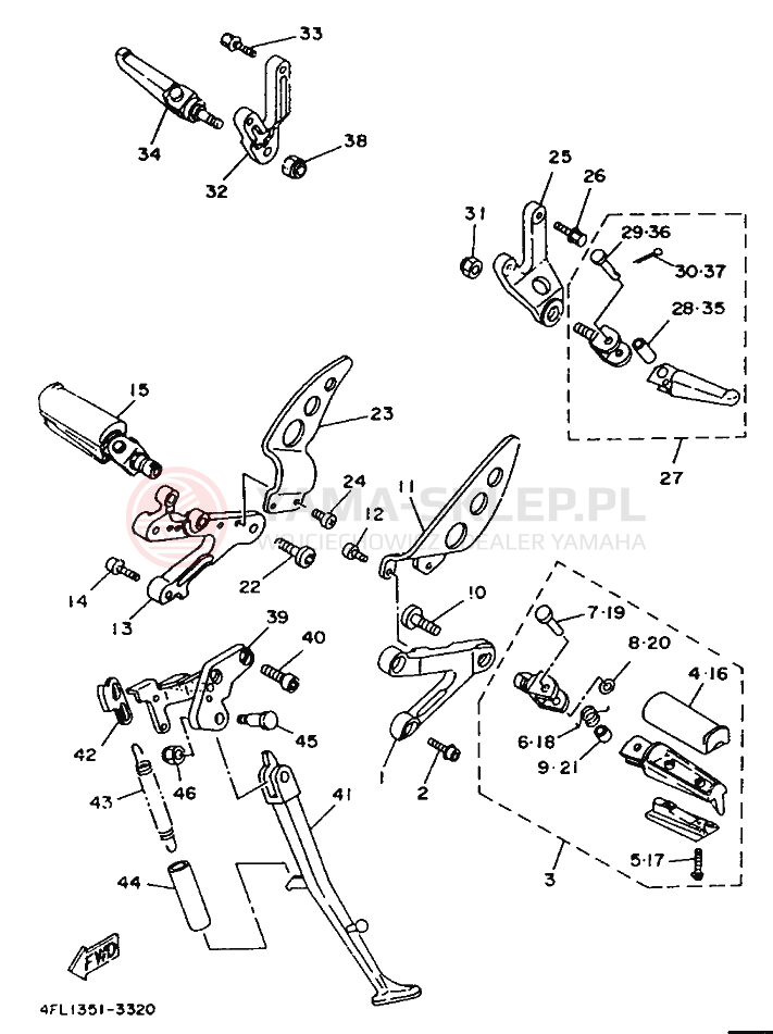 Schemat "Stopka postojowa i podnóżki" do Yamaha TZR125