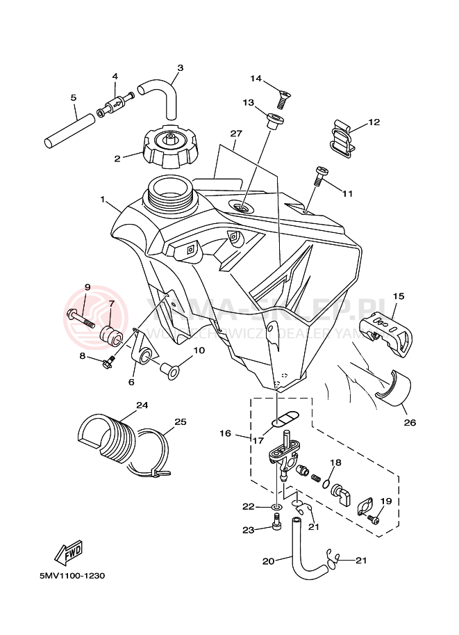 Schemat "zbiornik paliwa" do Yamaha YZ250