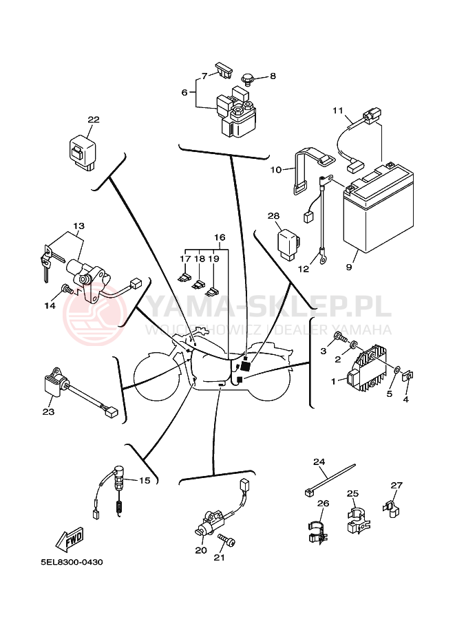 Schemat "układ elektryczny" do Yamaha XVS1100 DRAGSTAR 1100