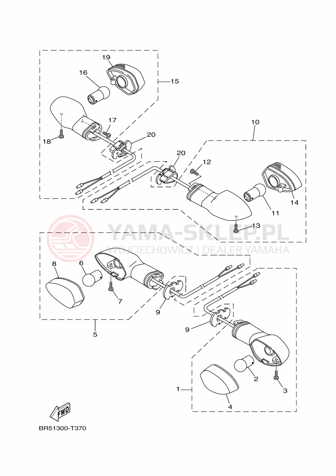 Schemat "kierunkowskazy" do Yamaha YZF-R3