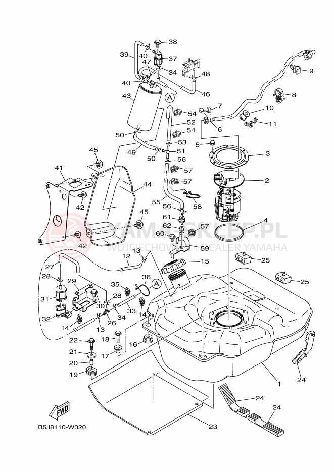 Schemat "zbiornik paliwa" do Yamaha YXZ1000R SS