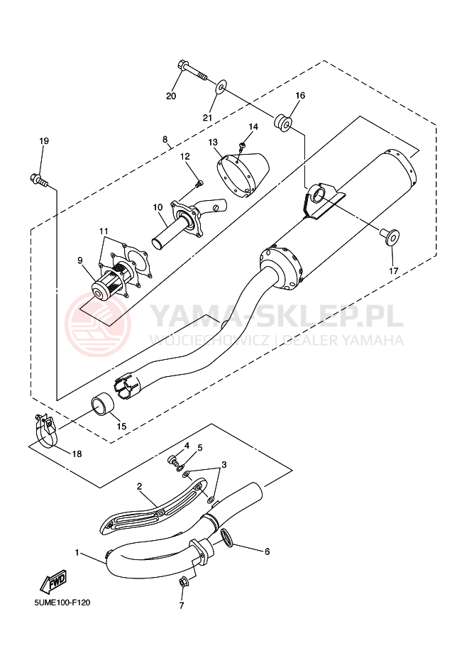Schemat "Wydech końcowy" do Yamaha WR250F